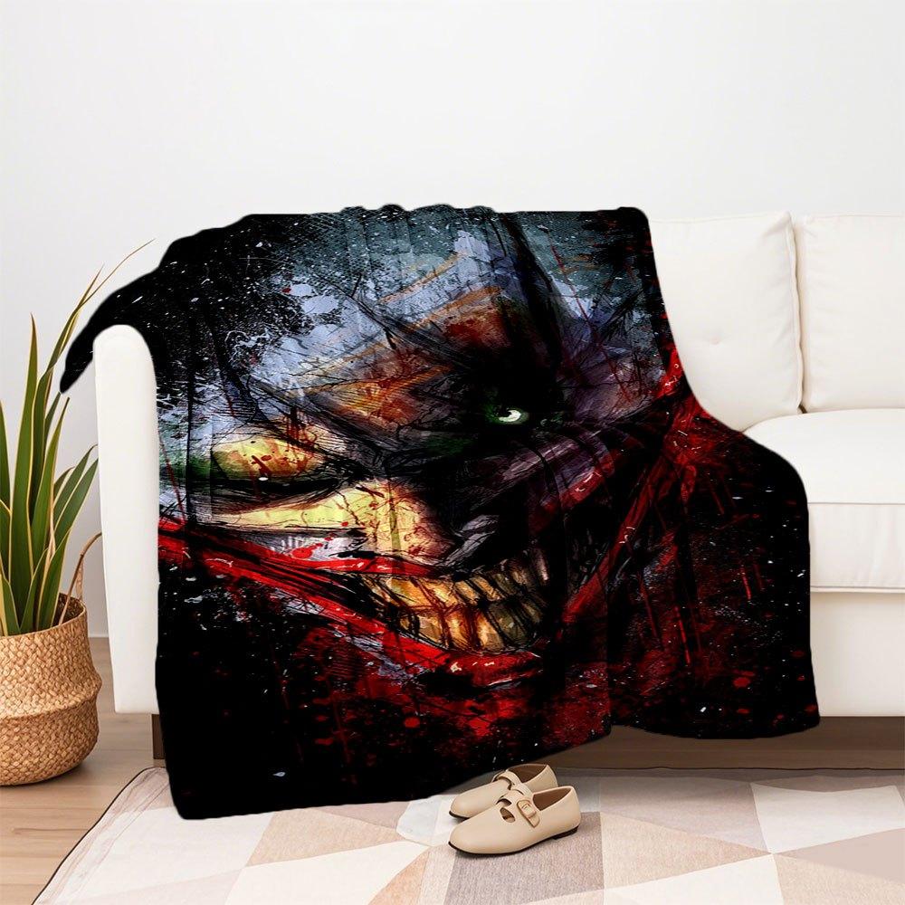Joker Face Art Print Poster Wall DecorBlanket Flannel Throw Blanket for Sofa, Bed, Travel, Camping, Office, Couch, Chair