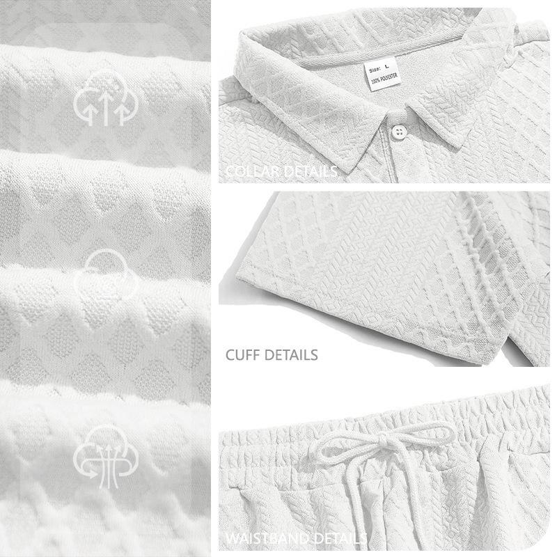 Men's Quick-Dry Summer Jacquard Shirt and Shorts Set