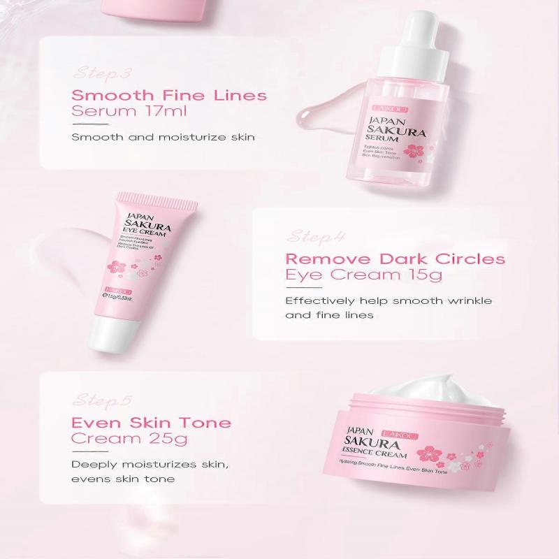 Sakura Skin Care Set, Moisture Skincare Set, Anti-Ageing Face Care Set, Beauty Gifts Set Women - Cleansing Toner Serum Cream Eye Serum Face Mask