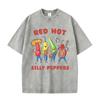 Washed Vintage Red Hot Silly Peppers Funny Meme Graphic T Shirts Men Retro Gothic Metal Rock Tshirt Mens Casual Humor Tshirts