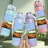 1PC Resting In Jesus Letter Print 750ml Color Plastic Sports Water Bottle Leakproof Flip Straw Lid Suitable for Sports Office Home Use
