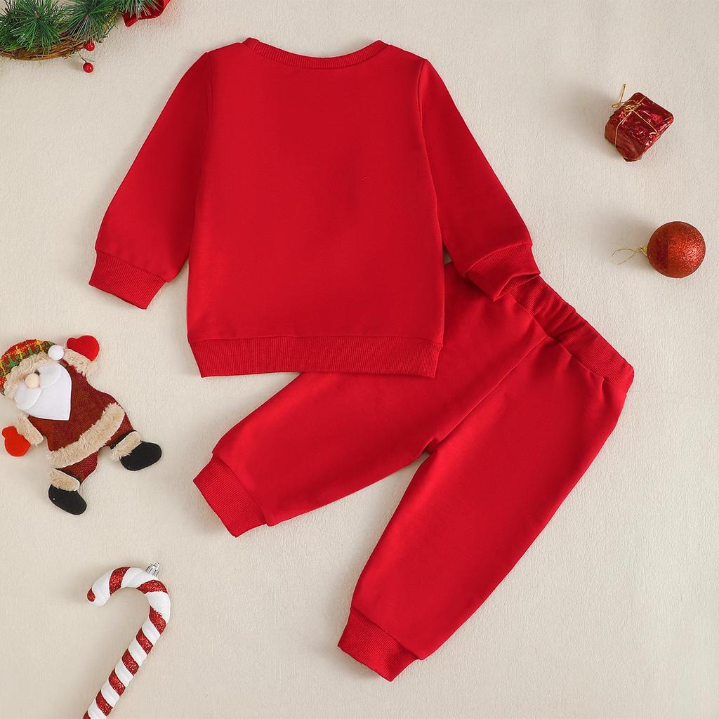 2025 Autumn/Winter Baby Christmas Knit Cotton Sweatshirt & Pants Set