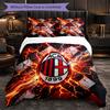 AC Milan Pattern 3 Pieces Bedding Set Soft Microfiber Duvet Cover with Pillow Cases for Bedroom