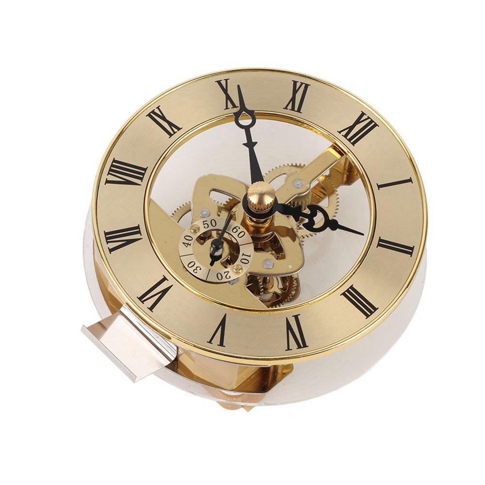 Metal Construction Built in Clock Insert Round Shape 86mm Diameter Desk Craft Clock Golden Mini Insert Clock DIY Table Clock