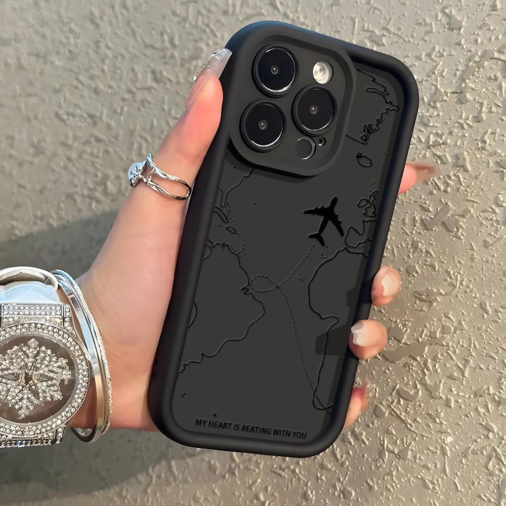 Travel-Inspired Airplane Route Phone Case For iPhone 11 13 Pro Max 16 15 14 12 XS X XR 7 8 Plus Shockproof Silicon Funda Cover