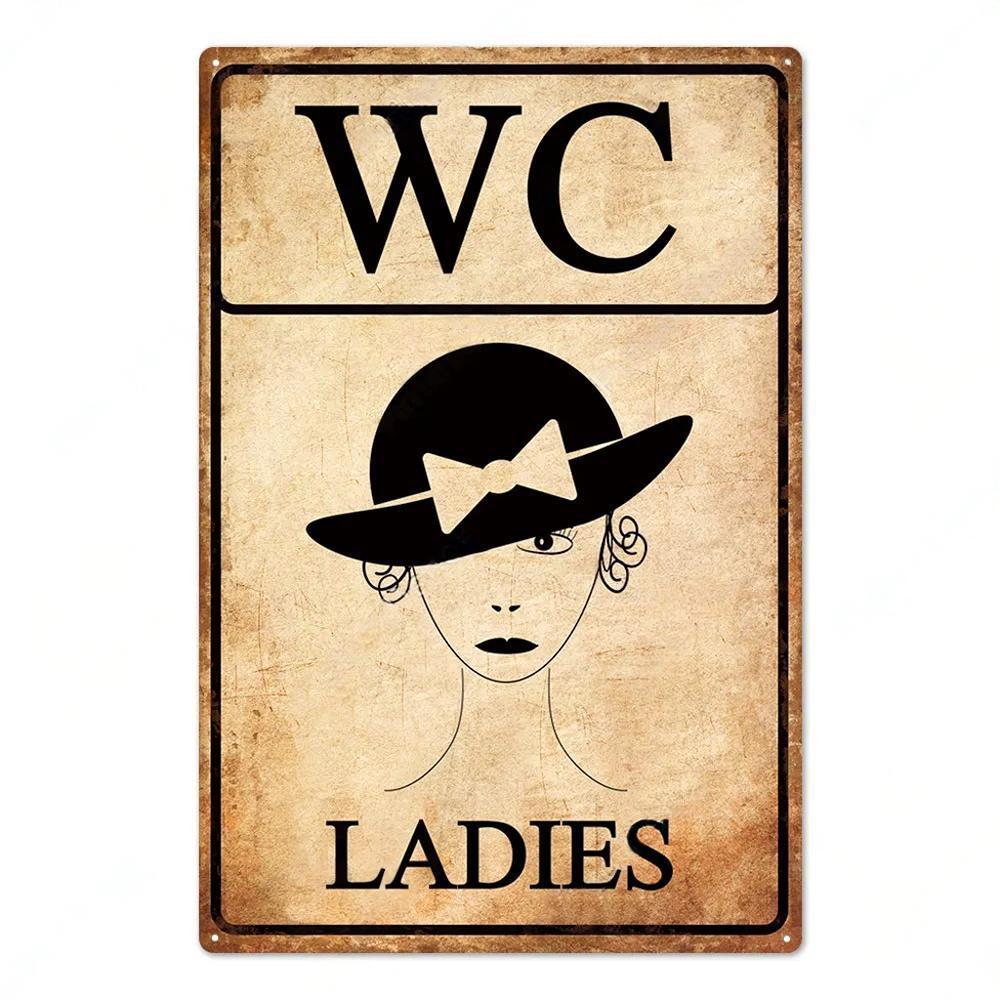 Toilet Sign Vintage Funny Metal Posters Tin Sign WC Lavatory Toilettes Wall Art Bathroom Restroom