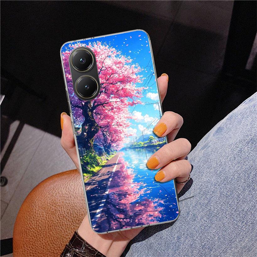 Japanese Cherry Mount Fuji Phone Case For Xiaomi Poco X7 X6 X5 Pro F7 Ultra Redmi 15C 15 13C 13 12C 12 10 10A 10C 9 9A 9C 9T Cov