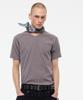 LEARVE Narrow Ribbed V-Neck Half T-Shirt Gray