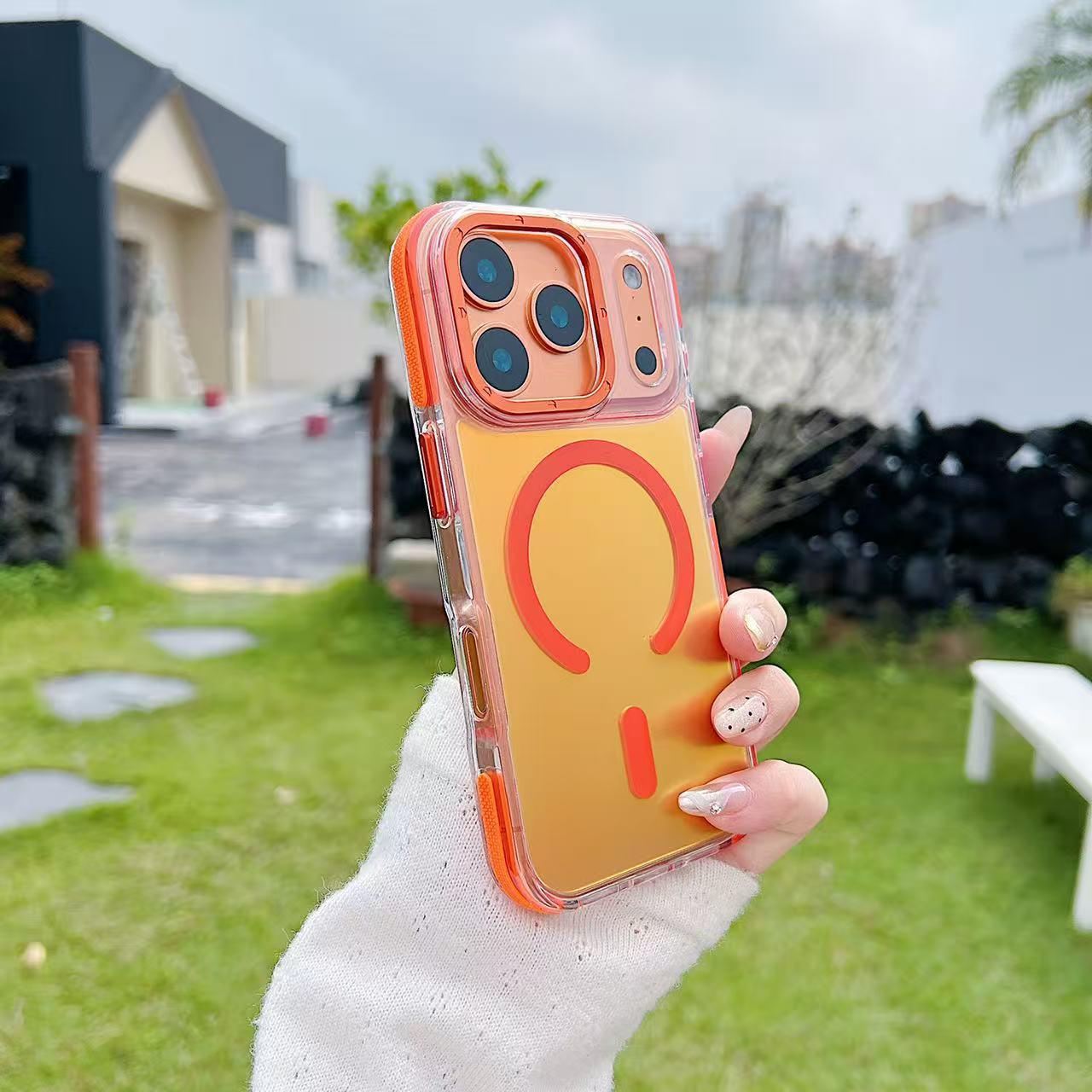 

Compatible Chameleon Gradient Protective Case for iPhone 17/16 Pro Max Samsung S24 Ultra помаранчевий
