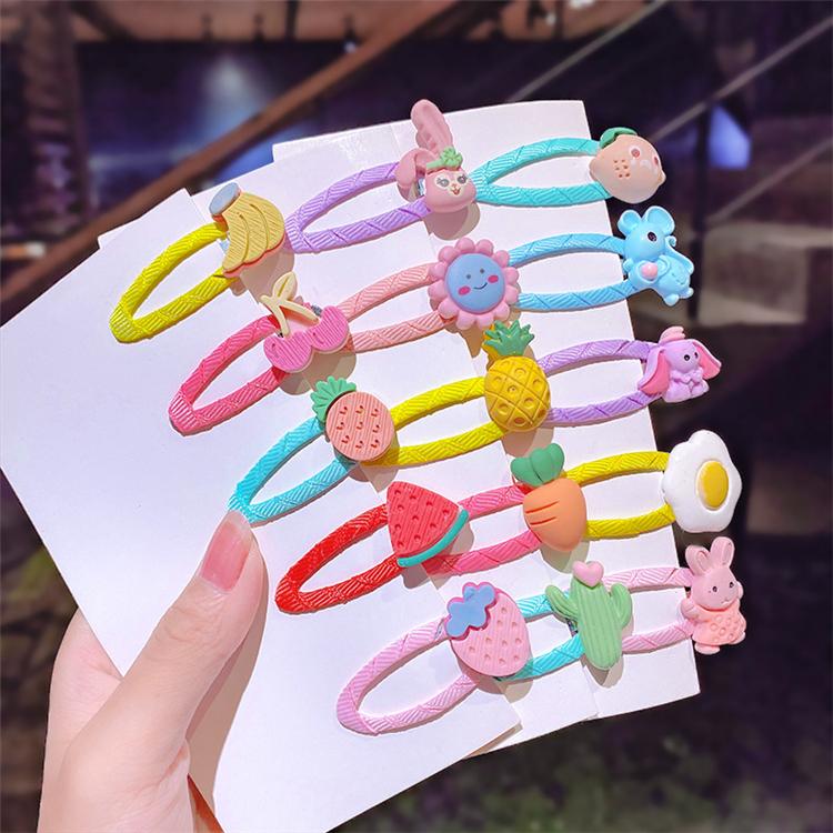 2021 Cute 10 Pcs/set Cartoon Hair Clips for Baby Girl Hairclip Flower Fruit Hair Pins Kids Hair Accessories Gift