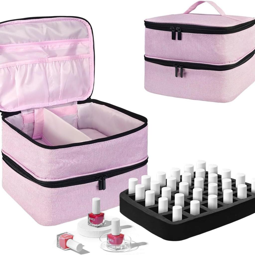 Nagellack Aufbewahrungstasche Ätherische Öl Tasche Tragbares Kosmetik Nagelpflege Set Nagelpflegewerkzeug Aufbewahrungsbox Doppelschichtig