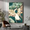 Retro Chinesischer Stil Leinwandmalerei Goldener Fliegender Kran Abstrakte Sonne Tier Vogel Poster Drucke Wandkunst Bild für Wohnzimmer