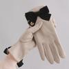 Soft Women Anti-cold Mittens Bow Windproof Finger Mittens 2 Finger Flip Gloves  Winter