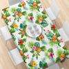 Round Polyester Tablecloth, printed with bright green pineapple & tropical leaves. Durable, reusable and easy to clean. Great decor for kitchen, dinin