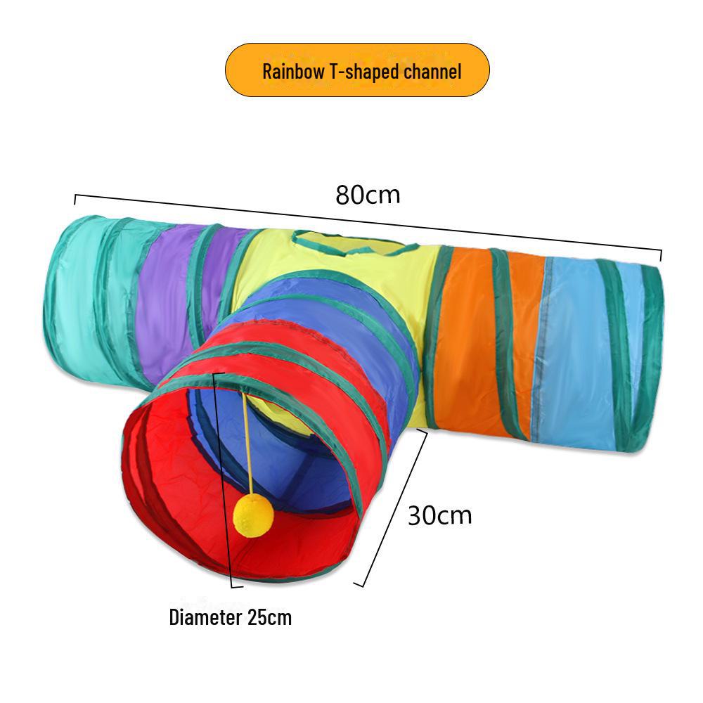 Rainbow Cat Tunnel Toy – Interactive Pet Play Tube