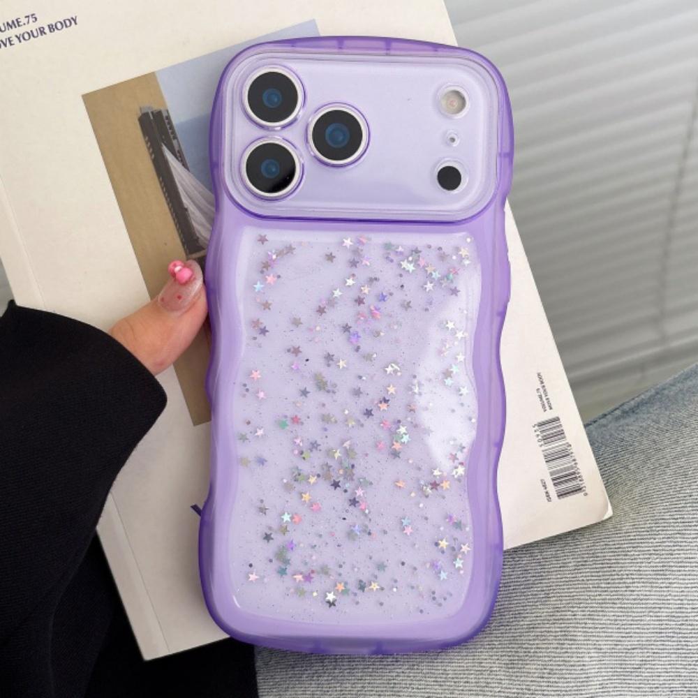 Transparent Silicone TPU Wavy Case For 17 Air 16 15 14 13 12 Mini 11 Pro Max Shiny Sequin Glitter Soft Bumper Stars Funda