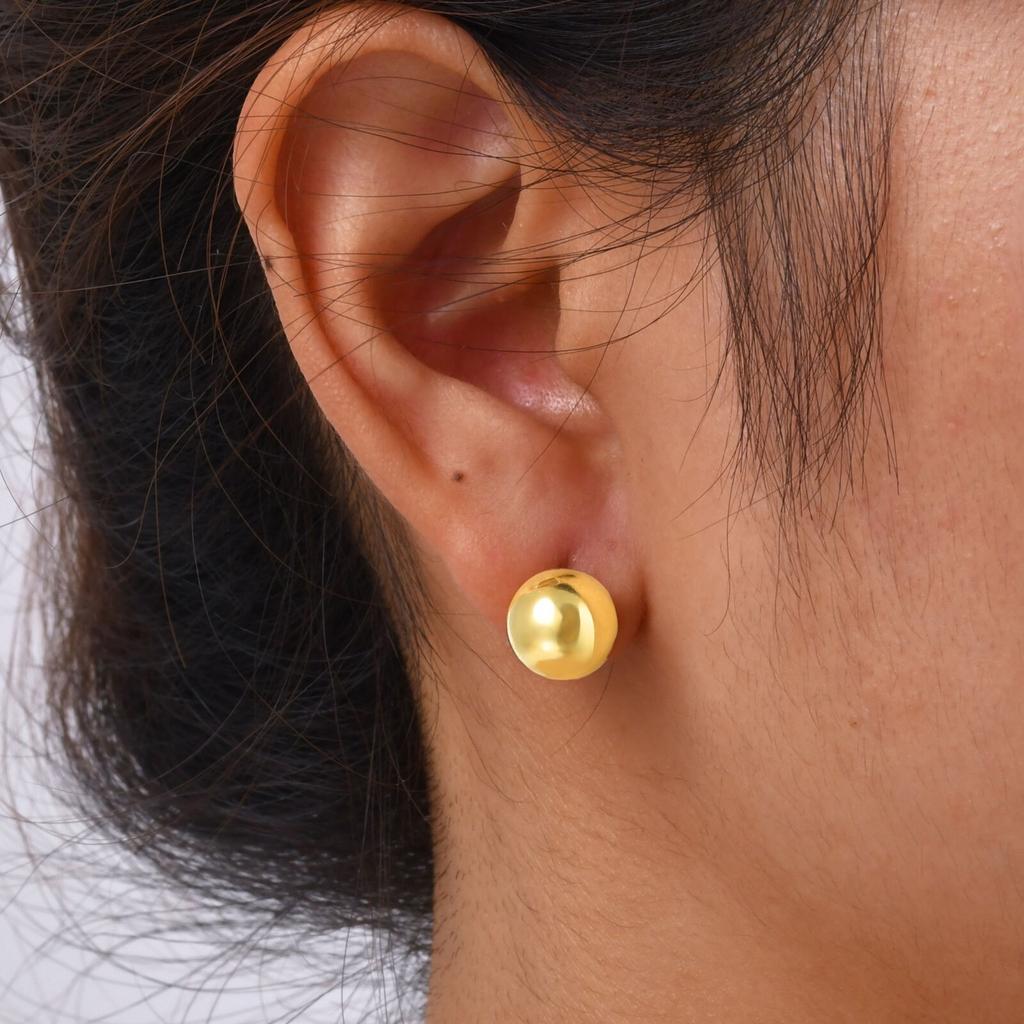 Bead Ball Earrings, Stainless Steel Women Earring Gold Plated, Beaded Hoops Huggie Jewelry