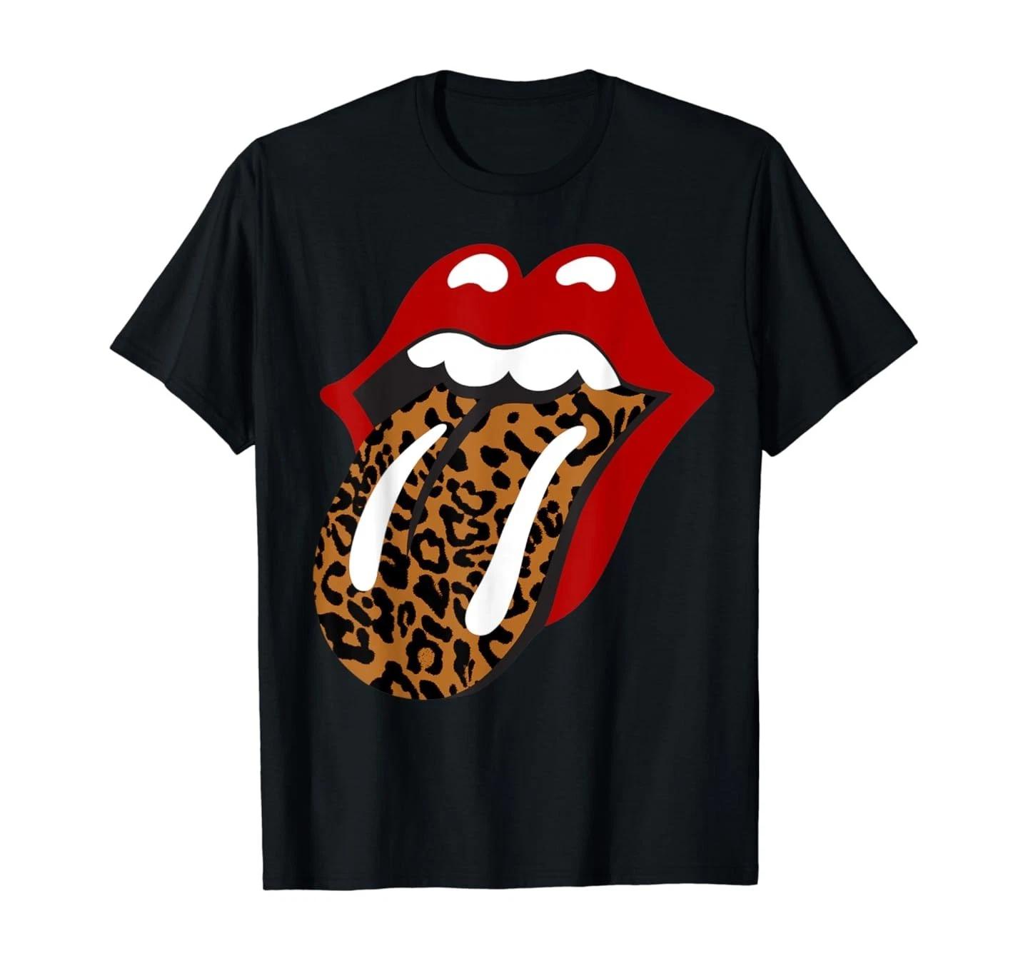 

Rolling Stones Classic Leopard Tongue T-Shirt 100% COTTON unisex men s women s tops tee S