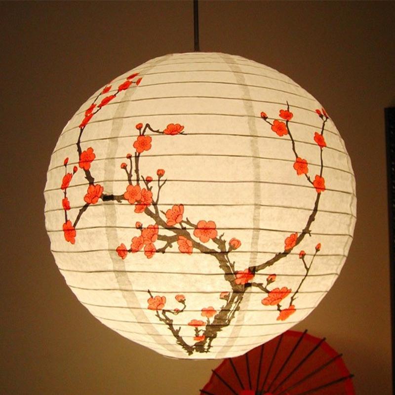 5pcs 30cm Printed Flower Round Paper Lantern Wedding Birthday Party Decorations Chinese Japanese Festival Paper Lantern Supplies