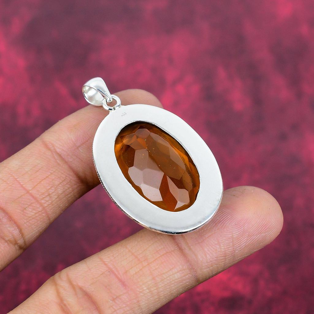 Citrínový přívěsek, šperky z masivního stříbra 925, ručně vyráběný přívěsek, na díkůvzdání