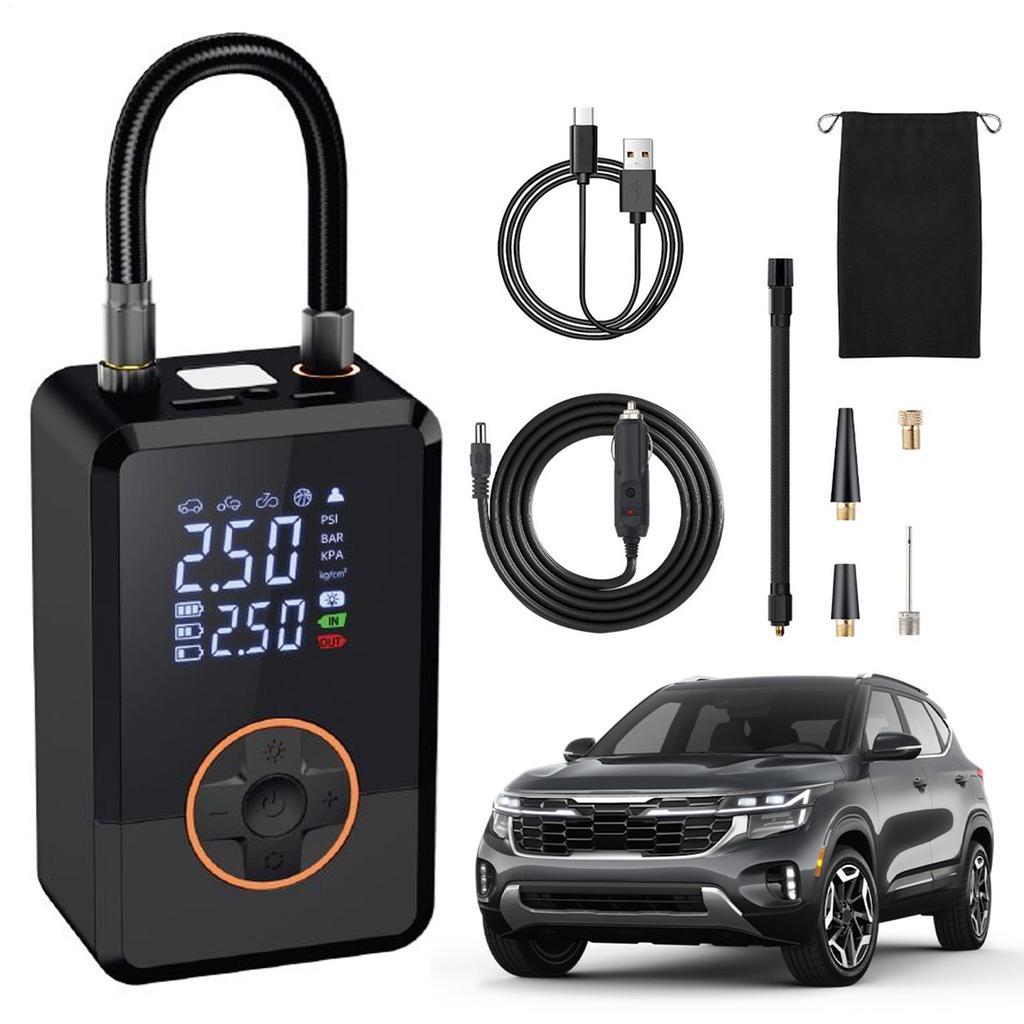 Portable Air Compressor 130 PSI Tire Inflator with LED Smart Air Compressor for Car Bike Auto Truck Road Outdoor Balloon Ball