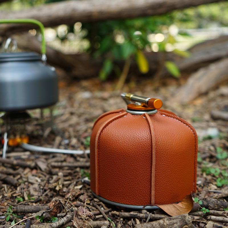 110g Litschimuster PU-Lederhülle für Camping-Gaskartusche & Lampe - Mini