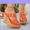 Summer Womens Open Toe Thick Sole Platform Slip On Sandals With Rubber Outsole For Casual Wear