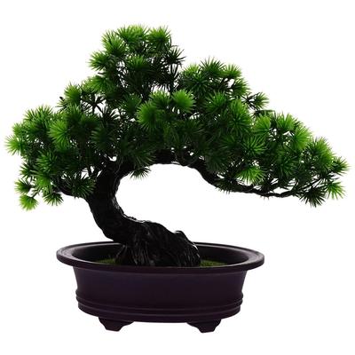 Kichvoe Artificial Pine Potted Plant Bonsai Tree Juniper Fake Mini Indoor Small Two-Layer Welcome Decoration Home Office Table 272312Cm