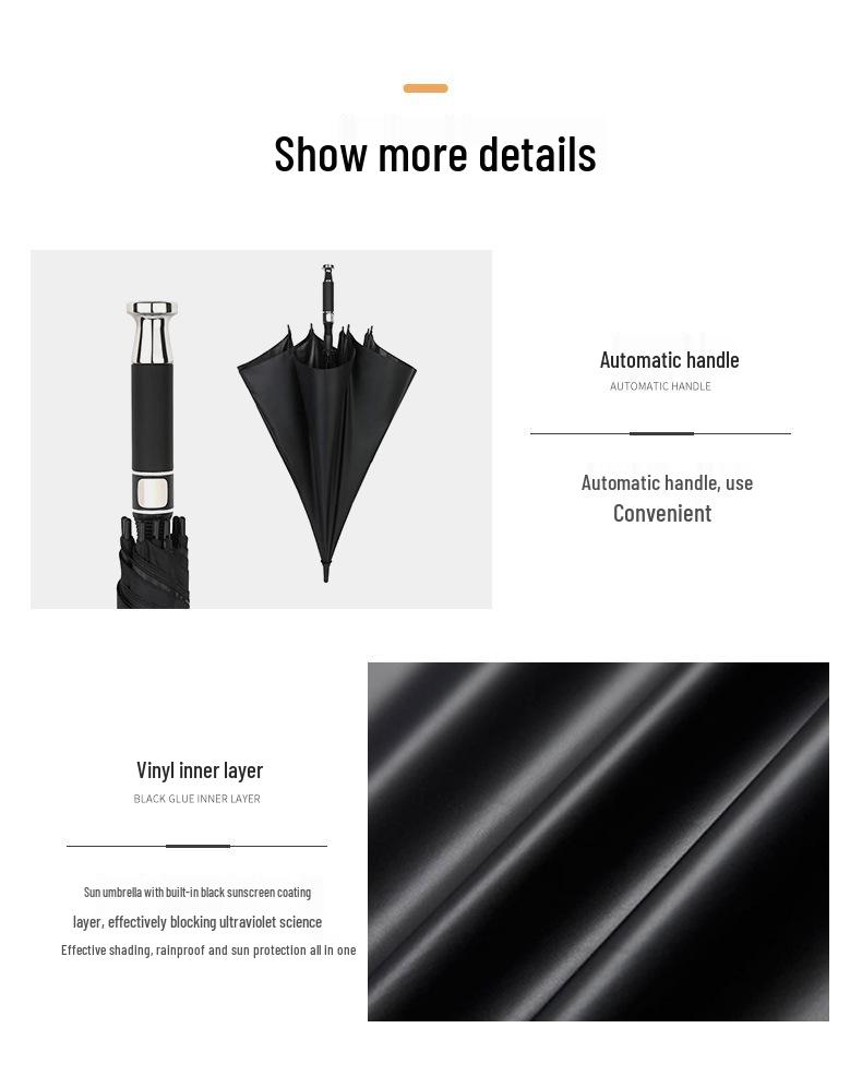Automatic Golf Umbrella with Long Handle for Business, Custom Logo Printing Available.