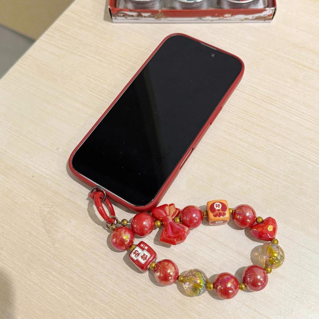 2026 red mobile phone case for Apple 17 New Year's girl 16promax silicone 13 soft 15 lanyard 14 sets