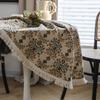Tablecloth Jacquard Flower Round Thick Tablecloth