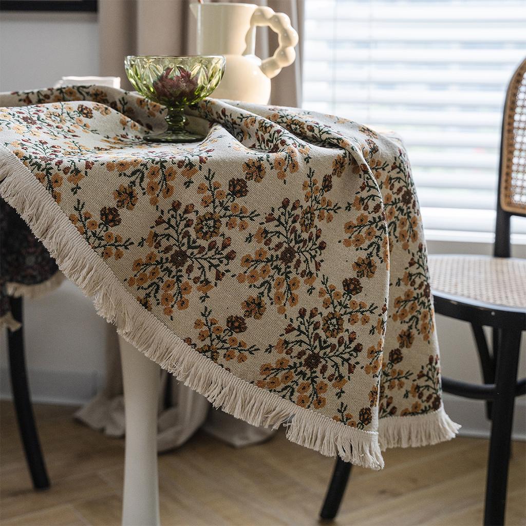Tablecloth Jacquard Flower Round Thick Tablecloth
