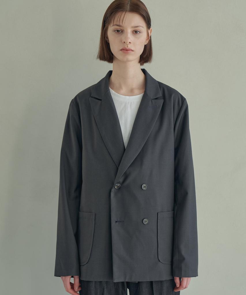 Trip Le Sens Basic Standard Double Blazer_Grey