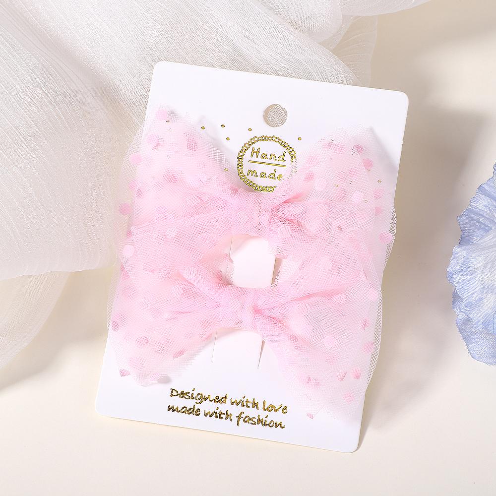 2Pcs/set Sweet Chiffon Mesh Dot Hair Bow Clips for Women Girls Cute Lace Bowknote Hairpin Barrettes Headwear Hair Accessories