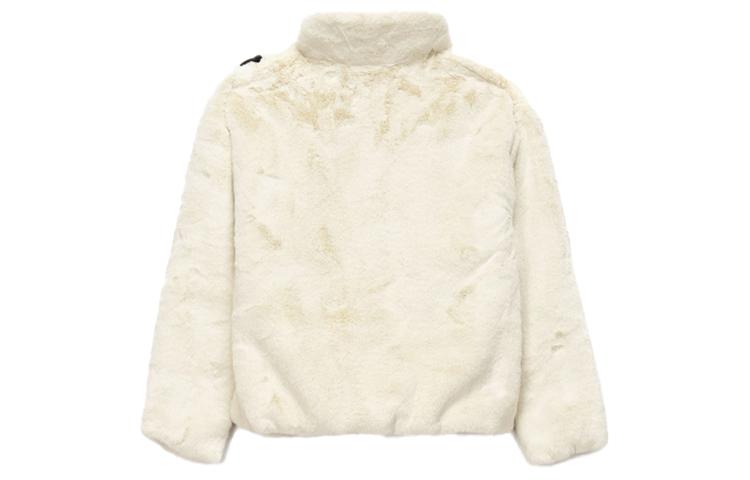 Nike Sportswear Women's Oversized Swoosh Logo Faux Fur Jacket Fossil/Black CU6558-238