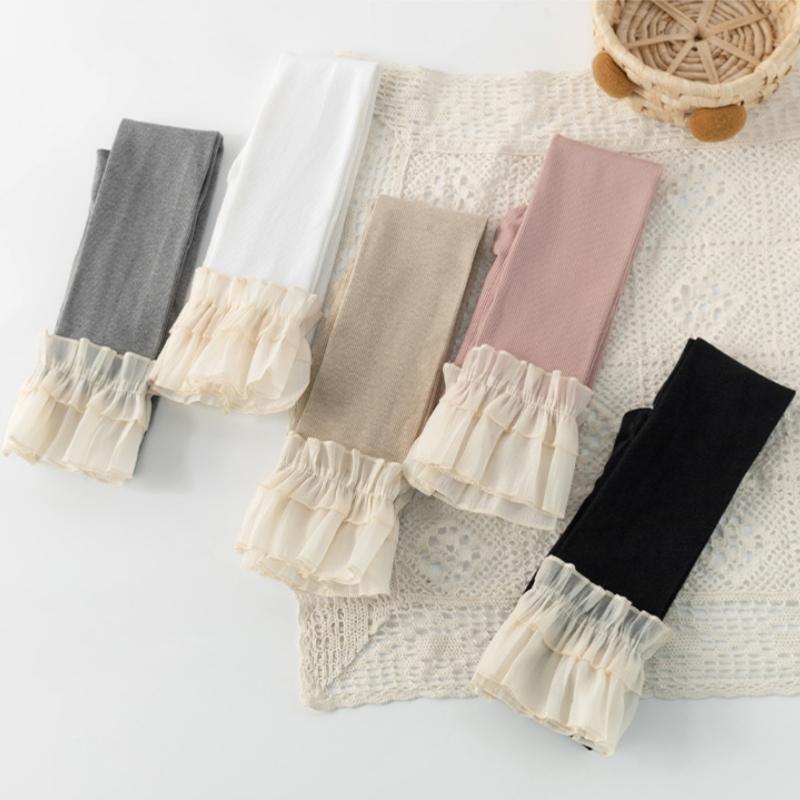 Baby Girls Leggings Lace Pants Kids Cotton Solid Ruffle Lace Children Tights Casual Pantyhose Trousers Spring Autumn