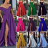 Women's 2025 Deep V-neck Satin Evening Dress, Multi-color European & American Style