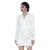 Elegant French Couture Autumn/Winter White Banquet Dress for Women