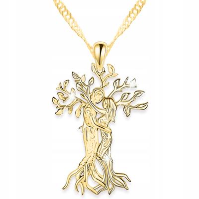 Gold Necklace Hugging I Love You Trees Eternal Love Silver 925