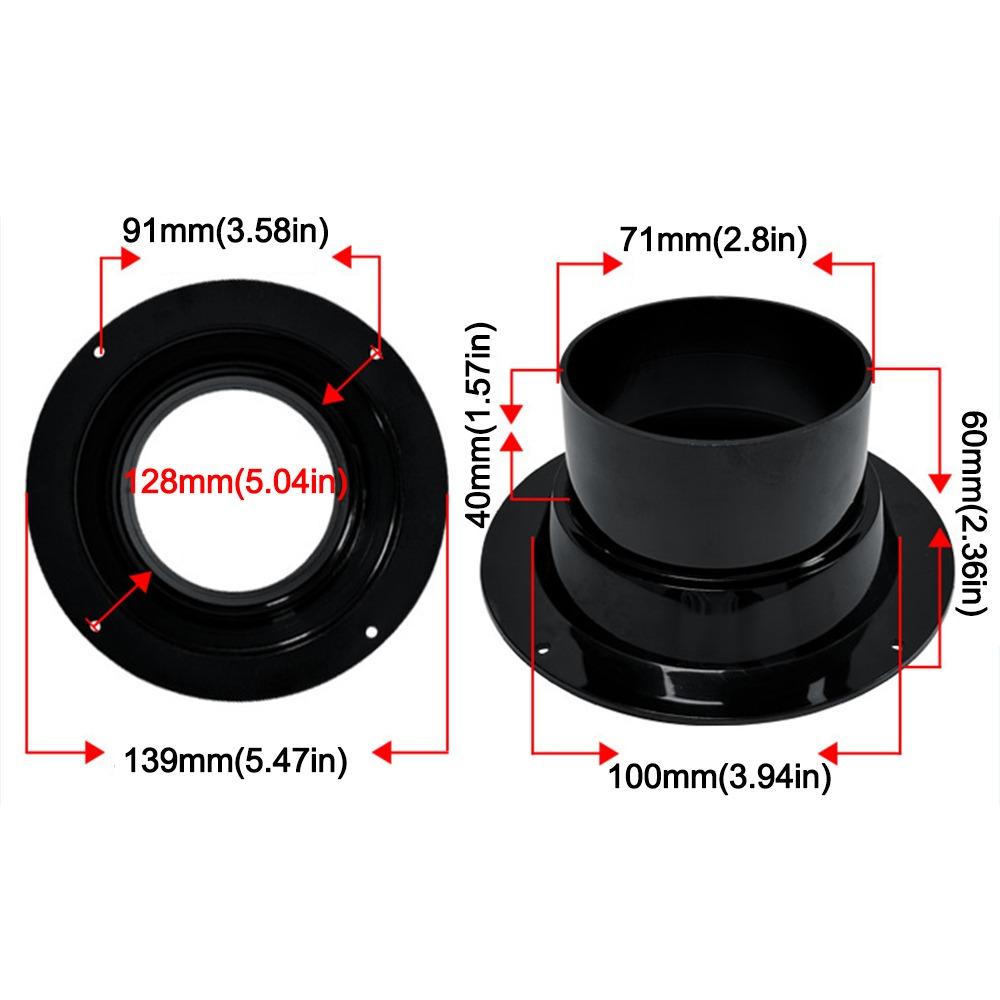 High Quality ABS Exhaust Duct Connector Flange Black Round Bevel Flange Adapter 50-160mm Pipe Air Vent Connector Kitchen