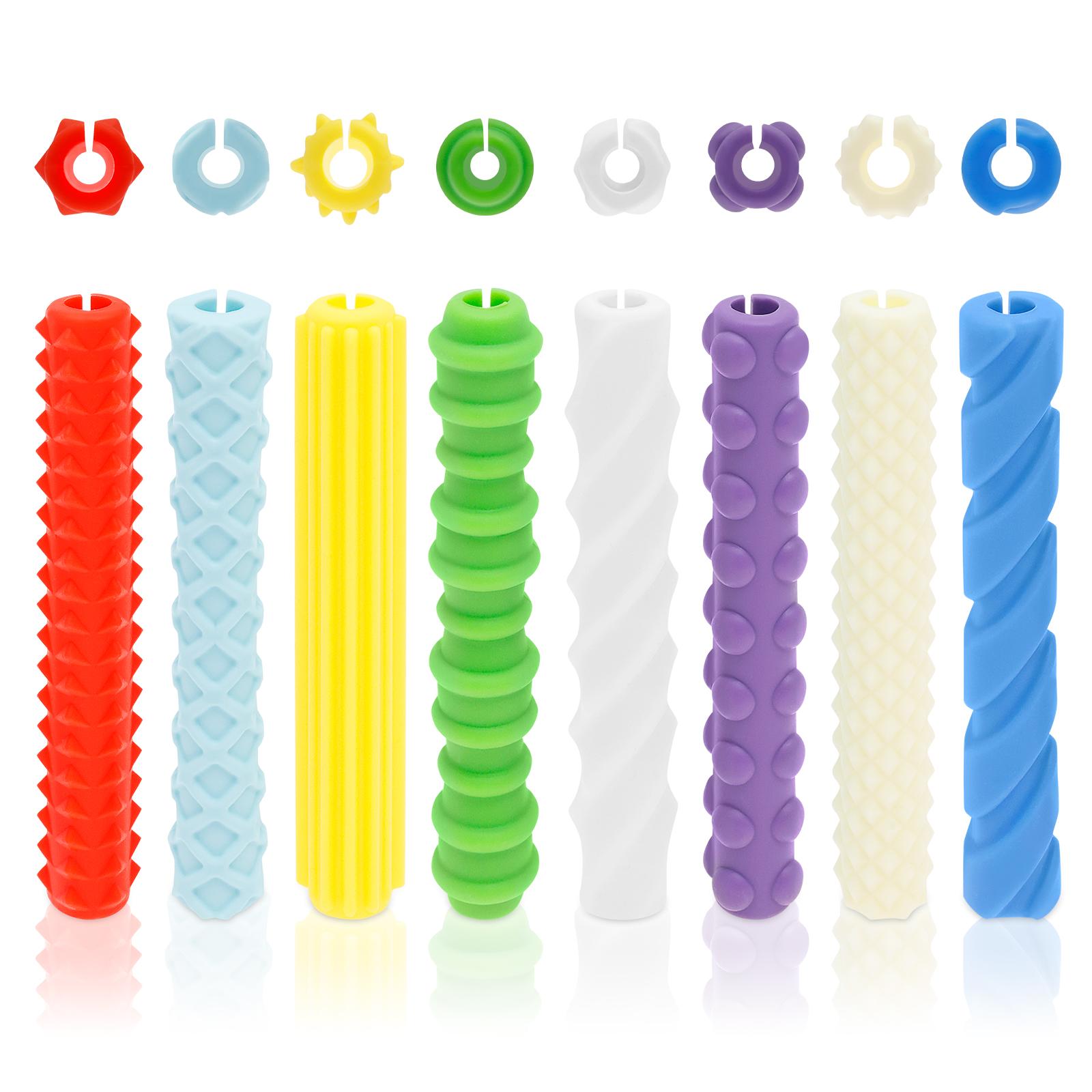 

8Pcs Textured Silicone Pen Grips Ergonomic Writing Aid Sensory Pencil Sleeves Tool Non-slip Reusable for Kids Adults Handwriting