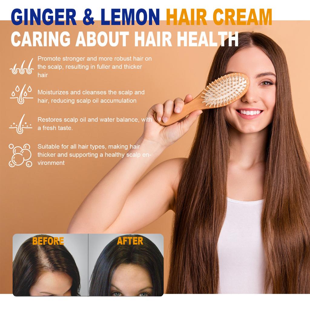 EELHOE 30g Ginger Lemon Correcting Hair Growth Cream Replenish Hair Nutrition and Moisture Does Not Hurt Hair Easily Soften Cream