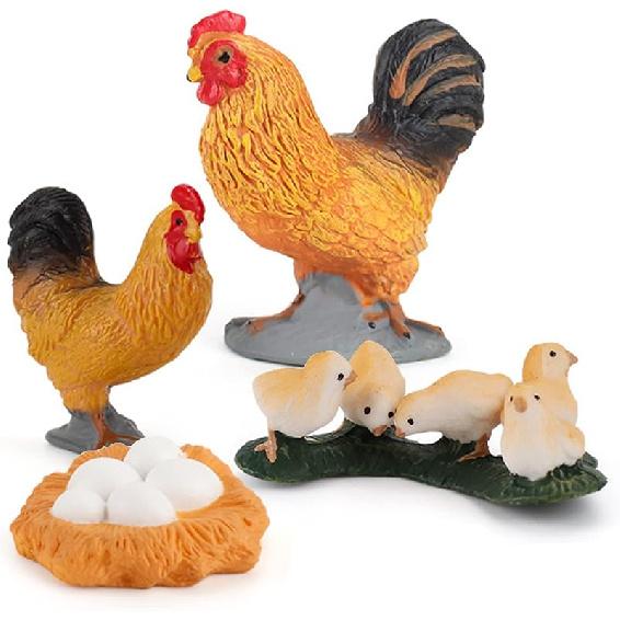 LC JoyCre Life Cycle of Chicken Toys Realistic Farm Animals Life Cycle Figurines Set Preschool Animals Figures Eduactional Project Diorama Model Toy Life Cycle of Yellow Chic