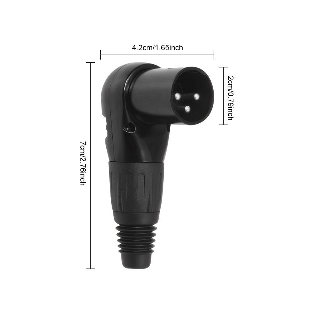 3Pin XLR Male/Female Jack Connector Male Female Micphone Plug Audio Cable Connector Right Angle 90 Degree Audio Wire Connector