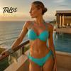 Solid Color Bikini Women Set, Summer Two Piece Swimsuit, Halter Tie Underwire Top Slimming Beachwear & High Cut Bottom, Sexy Bathing Suit for