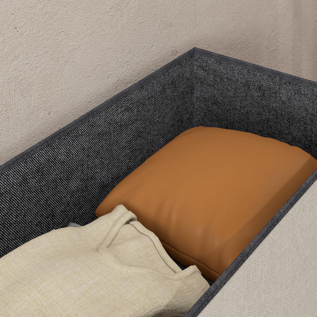 Storage Bench Foldable Storage Ottoman End-of-Bed Footrest with Tufted Lid 76L x 38W x 38H cm Cream