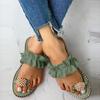 Fashion Women Slipper Pineapple Pearl Flat Toe Bohemian Summer Beach Sandals Ladies Shoes plus size
