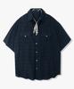 SSY [2Pack] Washed Check Linen 2-Pocket Loose Fit Half Shirt