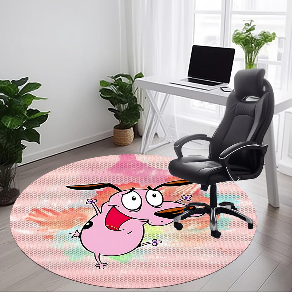 1 Stück Mutig, der feige Hund Büro Runder Teppich, Schlafzimmer Wohnzimmer Heimdekoration, Zimmer Deko, Offic a1016069
