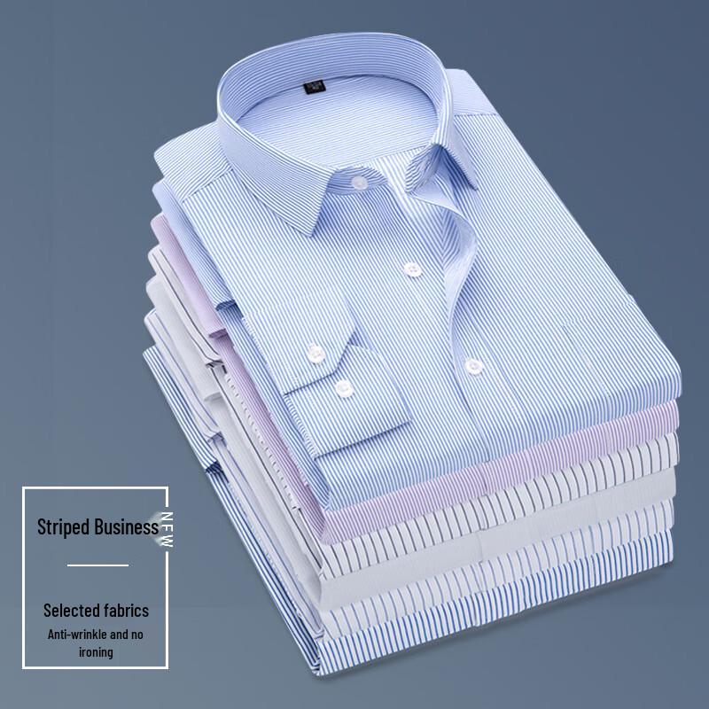 ROMON Herren Business Casual bügelfreies gestreiftes Langarmhemd